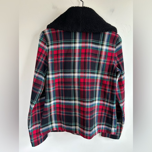 Lauren Ralph Lauren Womens M Plaid Toggle Jacket Faux Fur Collar Preppy NWT - Picture 3 of 16